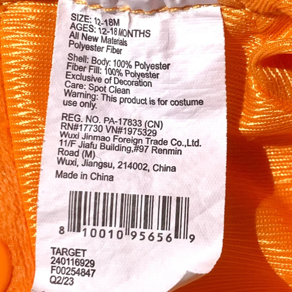 Pumpkin Plush Baby Costume - Orange Jack-o'-Lantern Size 12-18 Months - Picture 4 of 15